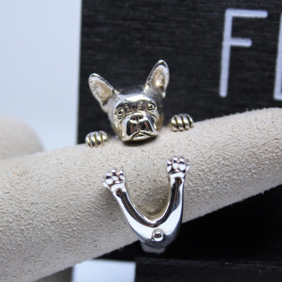 Dog Fever Jewelry - Dog Fever Hug Ring Sterling Silver Boston Terrier